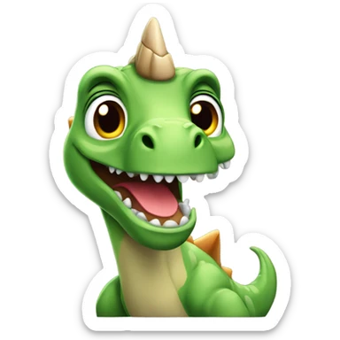 Dinosaurus eet een eenhoorn op sticker