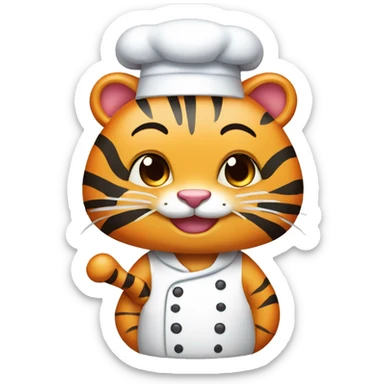 Kawaii Cartoon tiger chef  sticker
