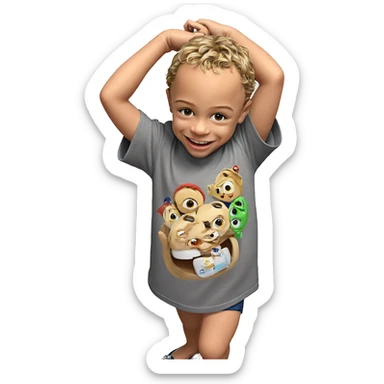 smiling boy in t-shirt sticker