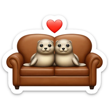 Two seals in love on a big couch sticker