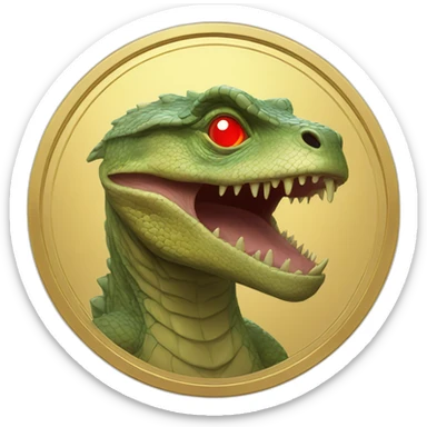 Reptilian with red laser eyes on the gold coin sticker