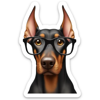 Doberman with glasses enjoys the weekend sticker