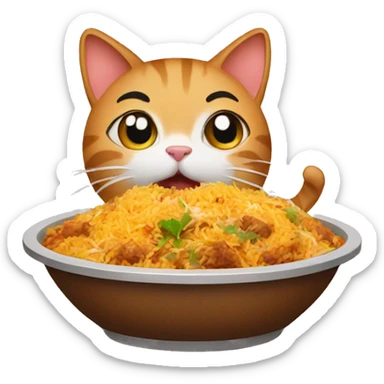 Cat eating biryani sticker