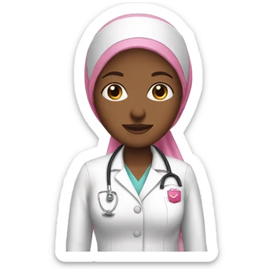 White Nurse with pink hijab sticker