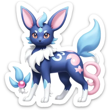 Nebulae Noibat-Sylveon-Meowstic-Umbreon-Fakémon-hybrid-creature (full body)  sticker