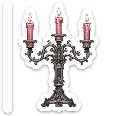 gothic candelabra, pink and silver, intricate and stylish, no background sticker