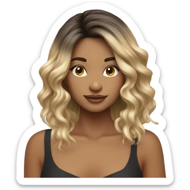 mujer con balayage y flequillo y con pecas  sticker