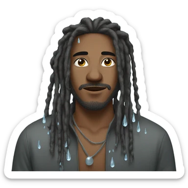 Man with dreadlocks splashed with water sticker