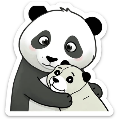 Panda hugging a dog sticker