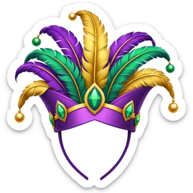 festive Mardi Gras headband with jester hat elements sticker