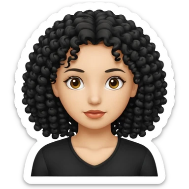 Blanquita con rizos y camisa negra  sticker