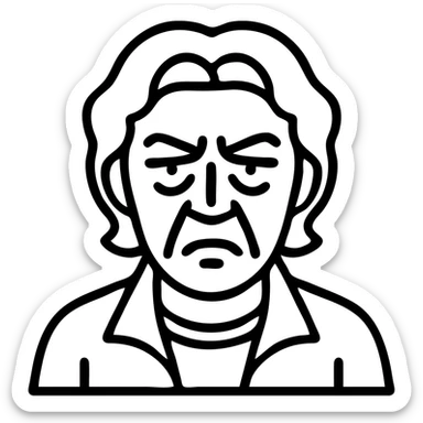 Another Squid Game Season 2 character, individual portrait, black and white, no color, simple facial features, dramatic expression sticker