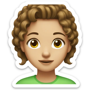girl with brown hair and highlights with green eyes  sticker