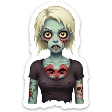 zombie woman with big tattoos sticker