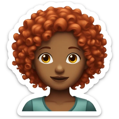curly head girl with red hair sticker