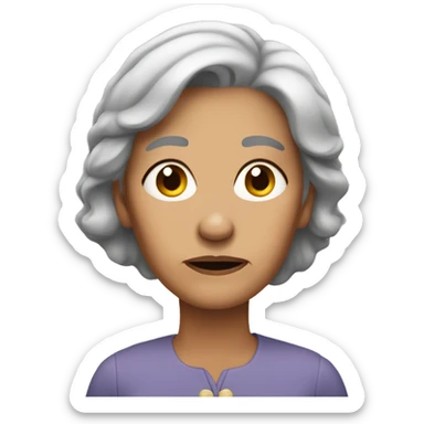 unhappy older woman straight gray hair sticker