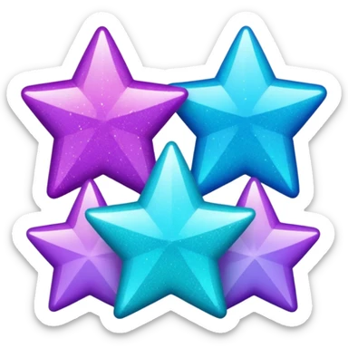 glitter purple and cian 3 stars sticker