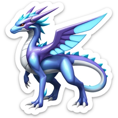  Cool Edgy Shiny Godly Ethereal Futuristic Legendary Digimon-Suicune-Dialga-Kyurem-Latios-Reptile, full body, four legs sticker
