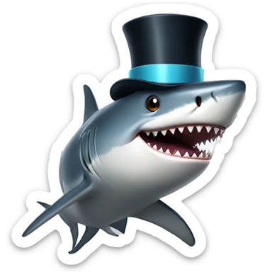 Shark with a top hat sticker