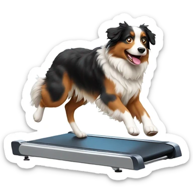 Australian Shepard running on a treadmill  sticker