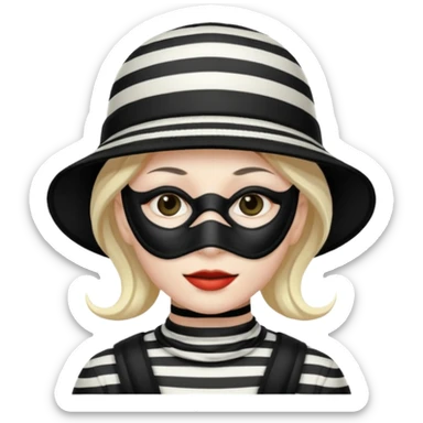 criminal emoji with striped hat and black mask sticker