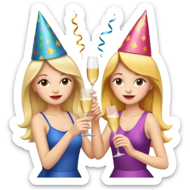 two girls dancing together at a party, festive mood sticker