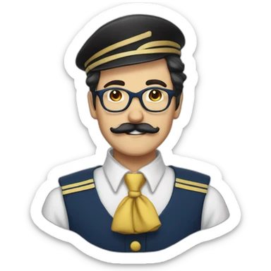 glasses and mustache man wearing a Sailor Sarturn cosplay sticker