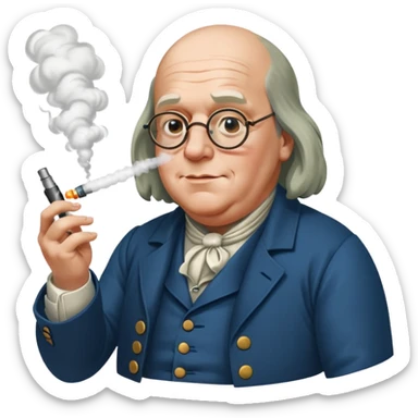 Benjamin Franklin hitting vape sticker
