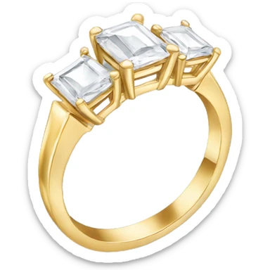 Gold engagement ring with three rectangular stones  sticker