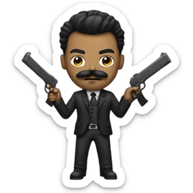 Gangster with a mustache and weapons sticker