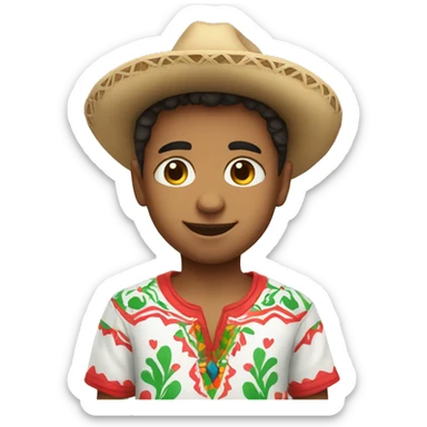 A cute boy wearing a cute mexican shirt sticker