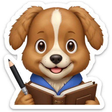 funny dog with diary and pen sticker