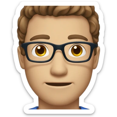 brown hair blue eyed man with glasses ligth skinned sticker