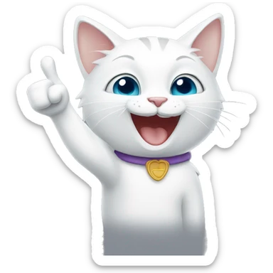White cat smiling and giving thumbs up  sticker