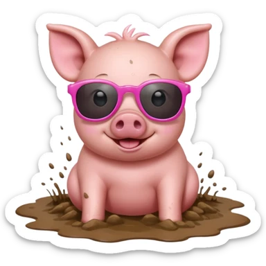cute pig wearing cool sunglasses and bathing on all fours sticker