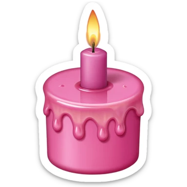 A pink candle with a flame on it, viewed from above. sticker