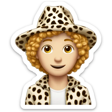 white boy in leopard and magic hat sticker