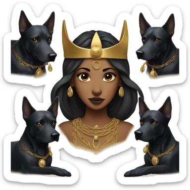 Hekate goddess of the night and magic- triple goddess black hair and two black dogs sticker