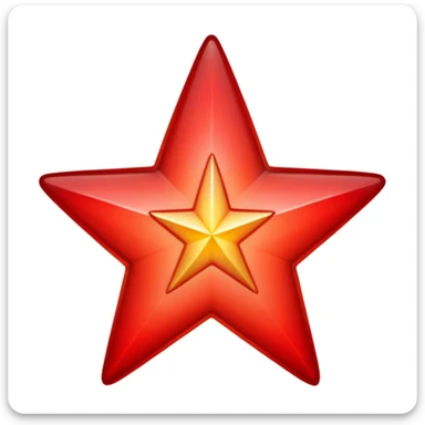 A single red star emoji in cartoon style. The star should be symmetrical, shiny, and have smooth edges. It should glow softly with a red aura. The design should be friendly and emoji-like, with a transparent background. sticker