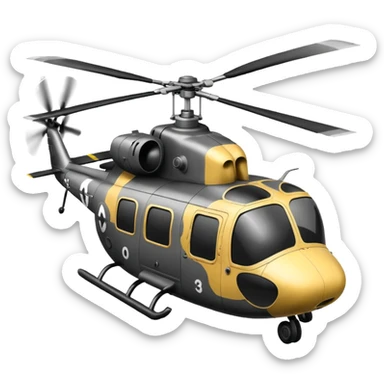WW2 style helicopter with smoke sticker
