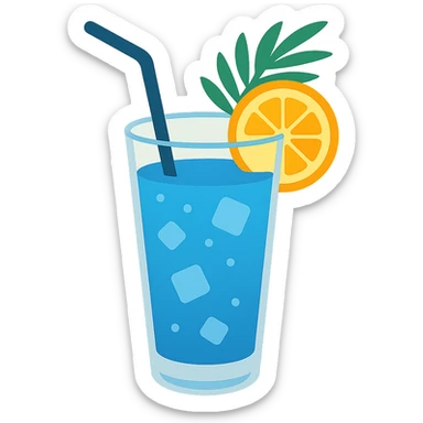 blue curaçao tropical cocktail, flat vector sticker
