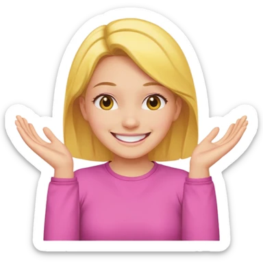 yellow smiling face girl with both hands under chin flipped sticker