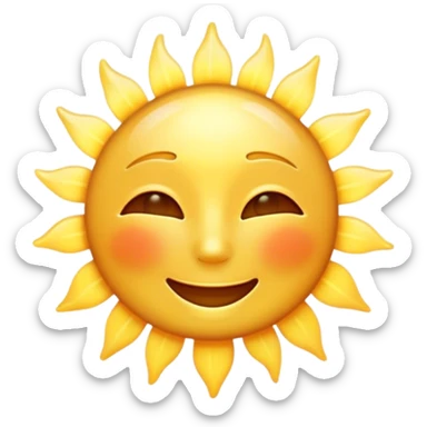 Cinematic Realistic Sunshine Emoji, Warm and golden, with soft rays of light streaming down from a bright, glowing sun. The golden hue bathes the world in warmth, uplifting the spirit and bringing a sense of joy and radiance. Soft glowing outline, capturing the essence of happiness, warmth, and light in a beautiful sunny day! sticker