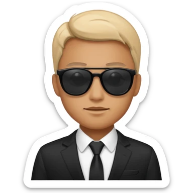 black-suited special agent wearing black sunglasses sticker