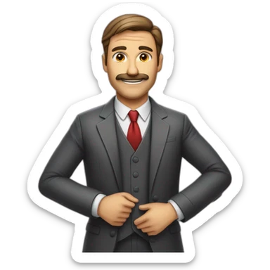 Homem com cara de mau de gravata apontando o dedo sticker