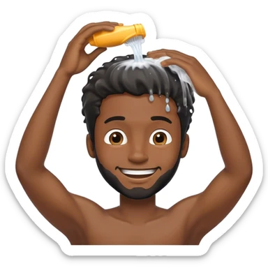 Black guy happy to clean his hair with shampoo sticker