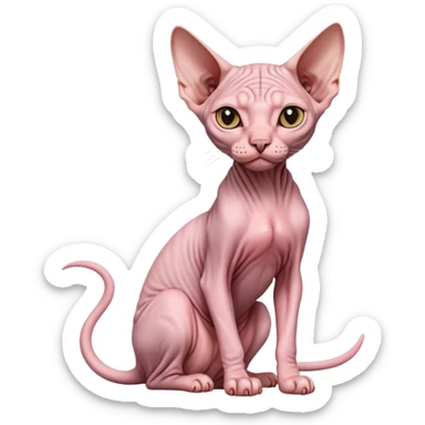 sphynx hairless cat full body sitting sticker