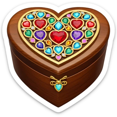 wood heart jewel box sticker