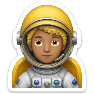 Astronauts, Young, male, dark skin, yellow curly hair sticker