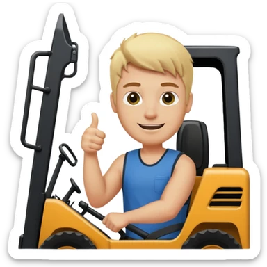 Blonde guy in a skid steer giving a thumbs up sticker